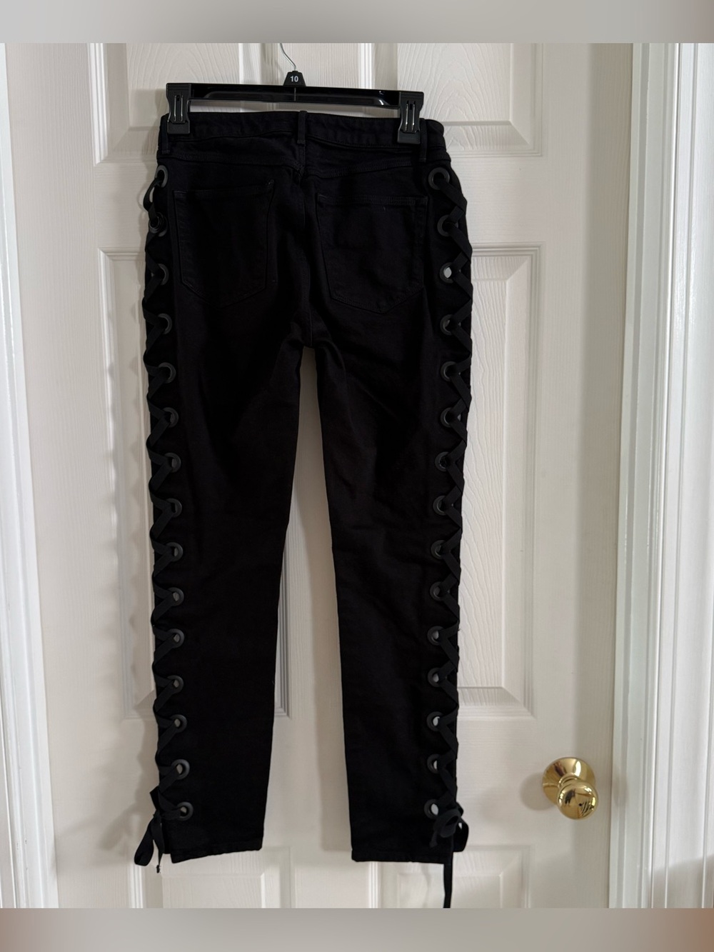 3x1 Black Lace-Up Leg Skinny Jeans 25